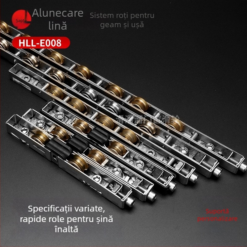 Roată pentru uși glisante din oțel inoxidabil, model HLL-E008, cu șină înaltă, pentru uși, ferestre și vitrine; stil modern minimalist