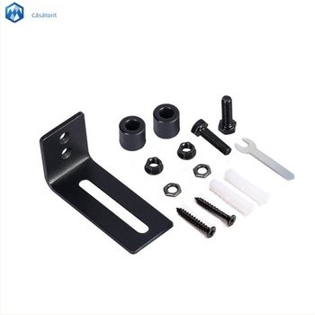 Set de accesorii pentru ușa de hambar din oțel-carbon: ghidaj pe perete și podea, opritor pendular, ușă glisantă cu două roți, fără caneluri