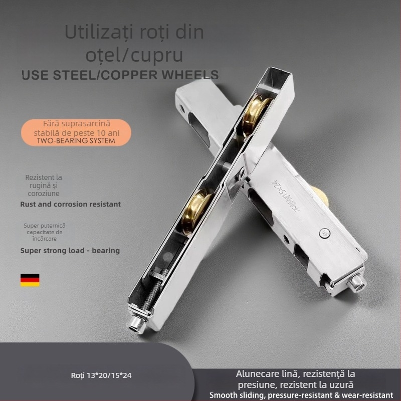 Roletă inferioară din oțel inoxidabil pentru uși glisante – brand Junchi, OEM (logo), pentru uși din aluminiu și PVC, sarcină maximă 55 kg