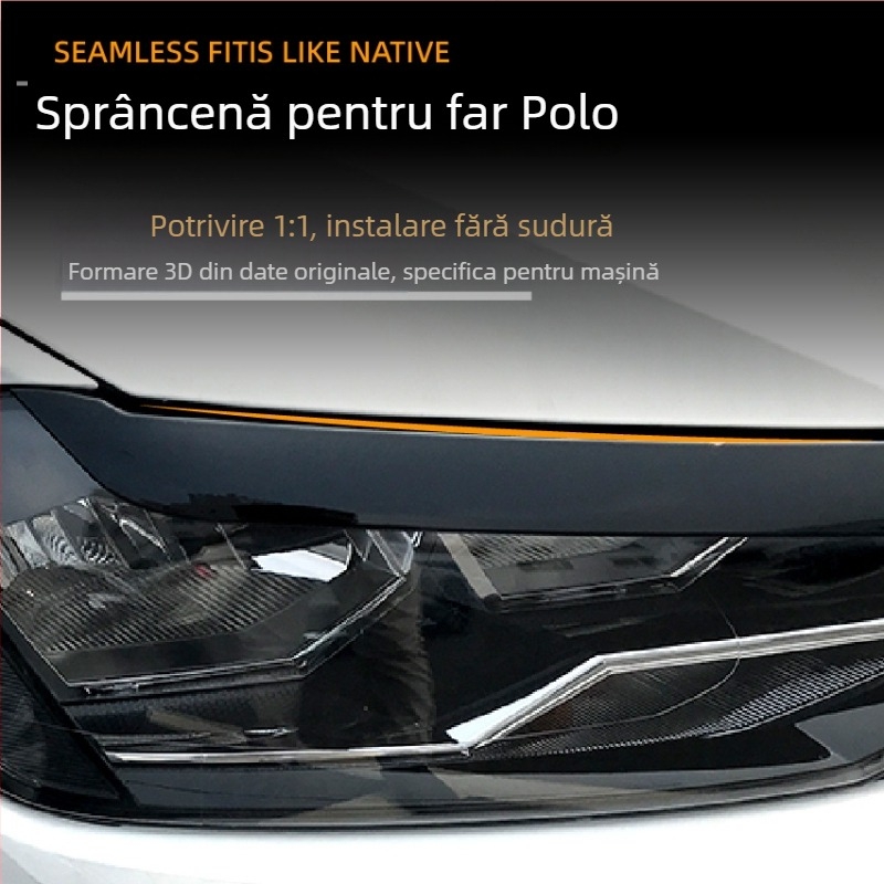 Stickere pentru sprâncenele farurilor ABS pentru Volkswagen Polo Mk6 2019+, marcă AMP-Z, modificare exterioară personalizabilă