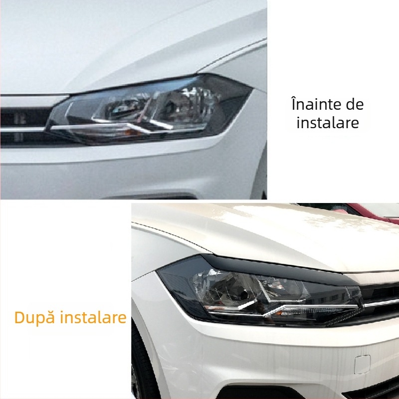 Stickere pentru sprâncenele farurilor ABS pentru Volkswagen Polo Mk6 2019+, marcă AMP-Z, modificare exterioară personalizabilă