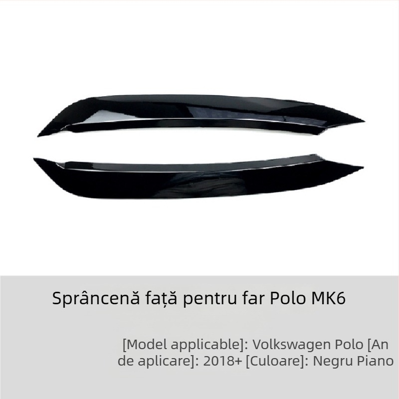 Stickere pentru sprâncenele farurilor ABS pentru Volkswagen Polo Mk6 2019+, marcă AMP-Z, modificare exterioară personalizabilă