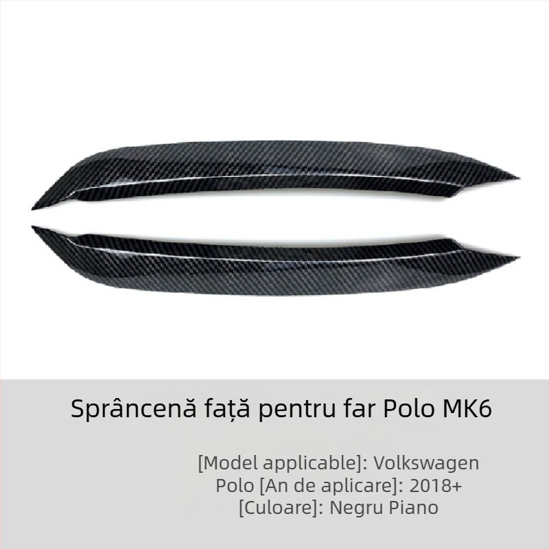 Stickere pentru sprâncenele farurilor ABS pentru Volkswagen Polo Mk6 2019+, marcă AMP-Z, modificare exterioară personalizabilă