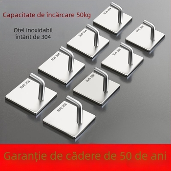 Cârlig din oțel inoxidabil cu adeziv pentru ușile bucătăriei și băii, fără găuri, montare fără urme, 20–30 kg, design cu mai multe rânduri
