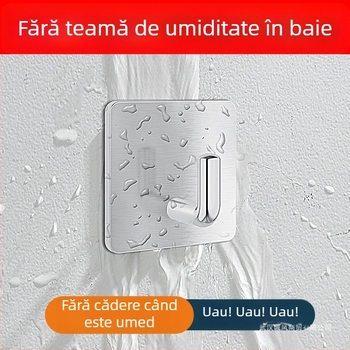 Cârlig din oțel inoxidabil cu adeziv pentru ușile bucătăriei și băii, fără găuri, montare fără urme, 20–30 kg, design cu mai multe rânduri