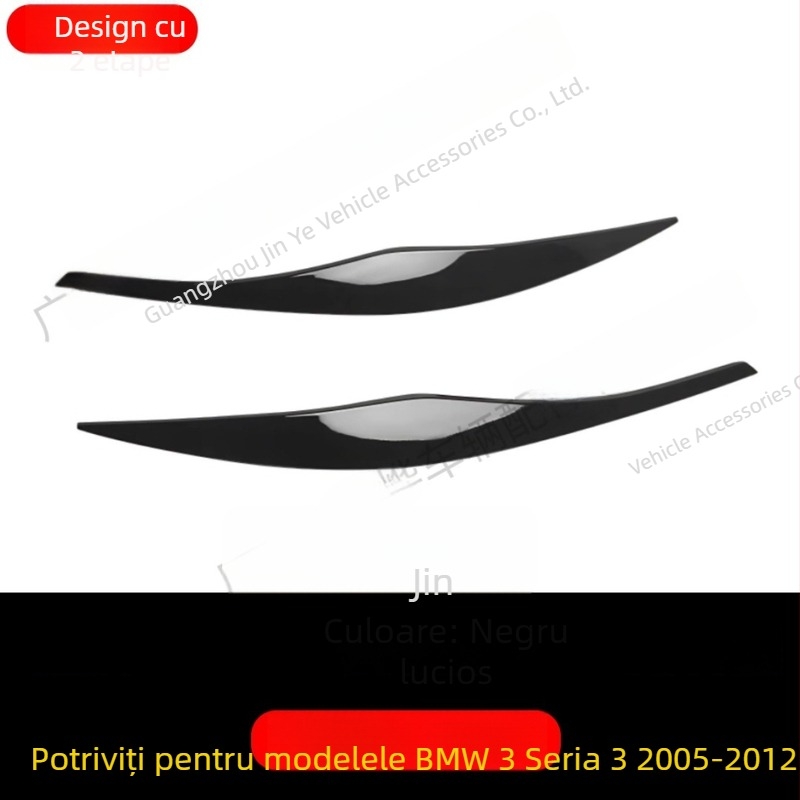 BMW Seria 3 E90/E91 2005-2012 Decor sprânceană pentru farul frontal, ABS, model fibră de carbon