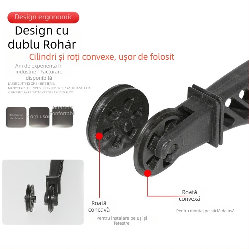 Actuator pentru uși și ferestre din aliaj de aluminiu — role pentru plasă, roată cu canelură și rulment