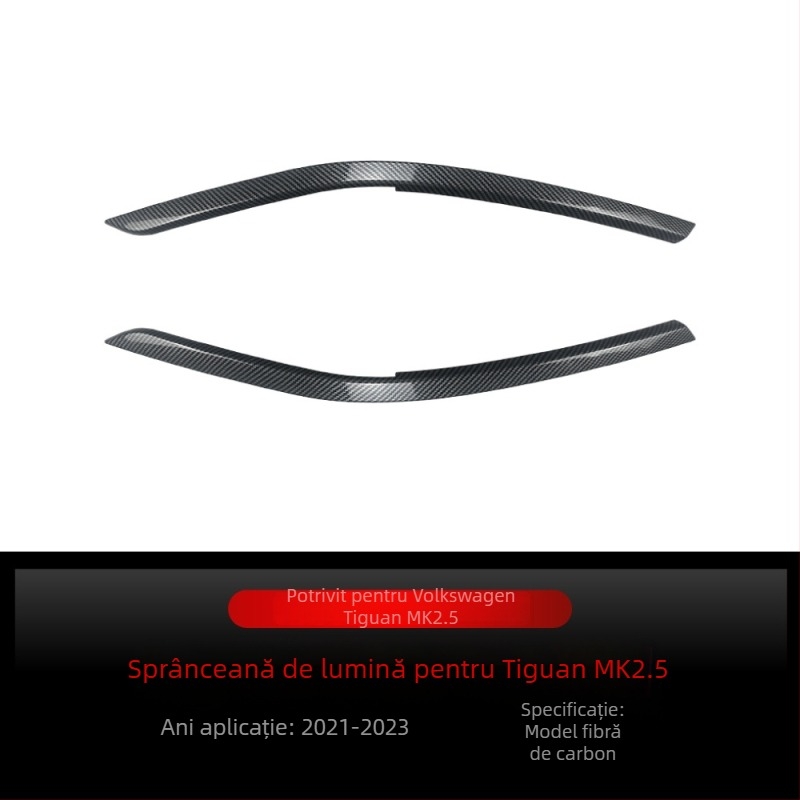 Sprânceană față pentru faruri pentru Volkswagen Tiguan MK2.5, ABS material, finisaj fibră de carbon, personalizabil