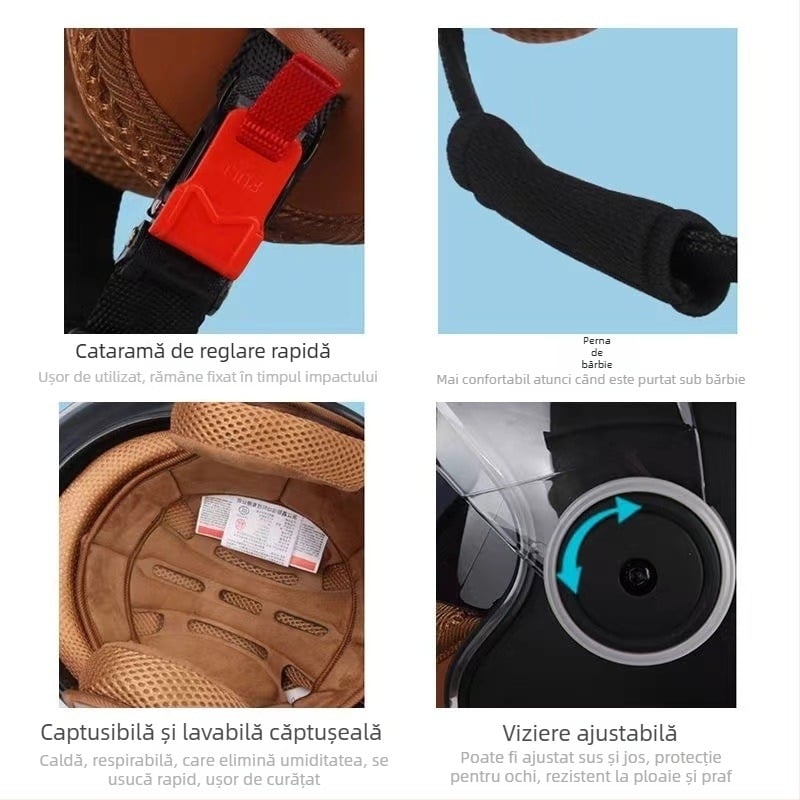 Casca pentru motocicletă și vehicul electric, respirabilă, cu vizieră dublă, ABS, 3C certificată, protecție UV