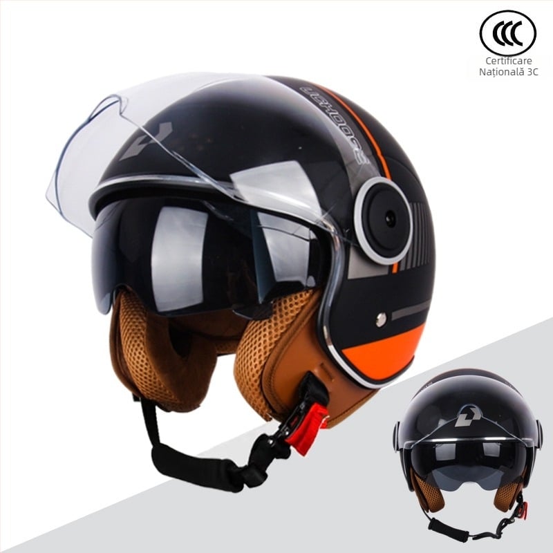 Casca pentru motocicletă și vehicul electric, respirabilă, cu vizieră dublă, ABS, 3C certificată, protecție UV