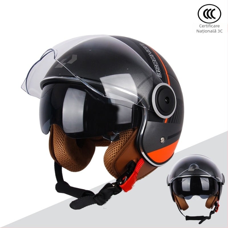 Casca pentru motocicletă și vehicul electric, respirabilă, cu vizieră dublă, ABS, 3C certificată, protecție UV