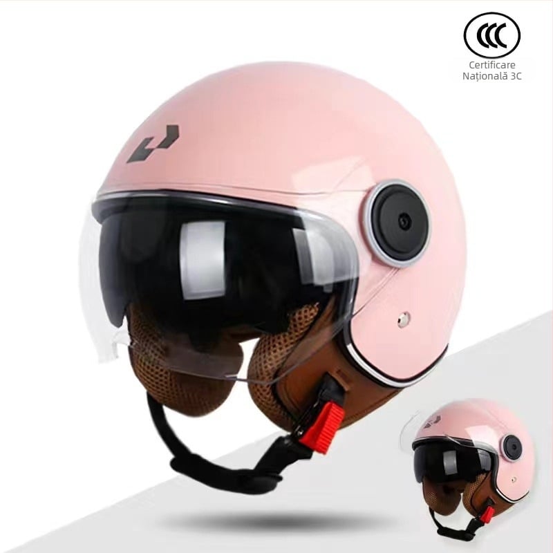 Casca pentru motocicletă și vehicul electric, respirabilă, cu vizieră dublă, ABS, 3C certificată, protecție UV