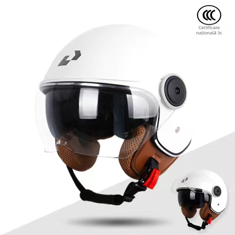 Casca pentru motocicletă și vehicul electric, respirabilă, cu vizieră dublă, ABS, 3C certificată, protecție UV