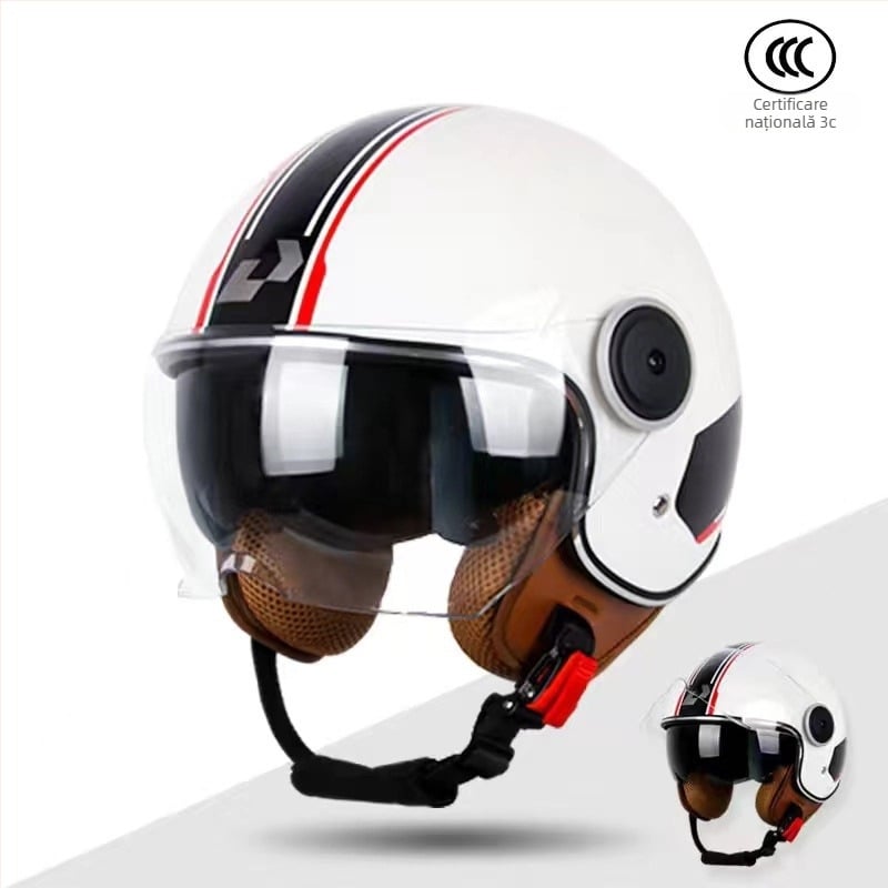 Casca pentru motocicletă și vehicul electric, respirabilă, cu vizieră dublă, ABS, 3C certificată, protecție UV