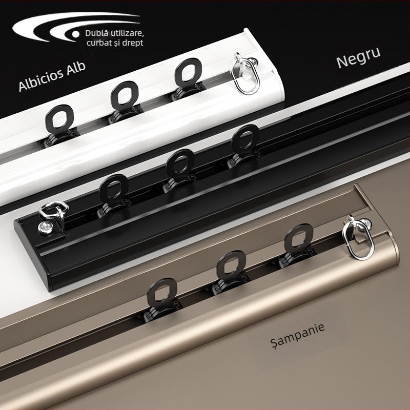 Șină pentru perdele arcată invizibilă 405 — aliaj de aluminiu — model 405 — brand Curved Trails — stil modern minimalist