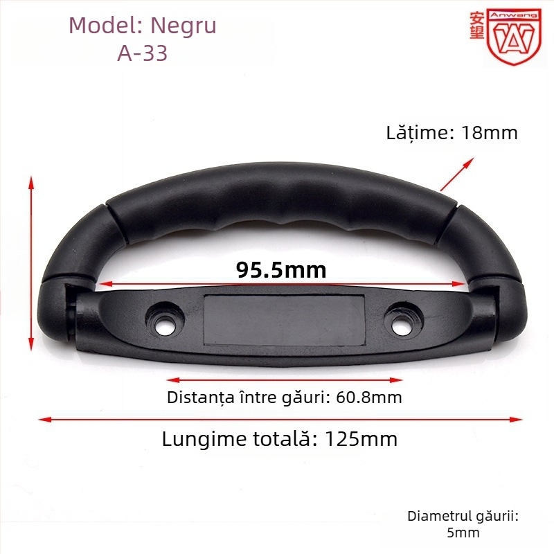 Mâner pentru bagaje A-33/A-34 – Mâner din plastic pentru genți | Brand: Anwang; Model: A-33/A-34; Material: Plastic; Destinație: Bagaje; Stil: Modernă Simplitate