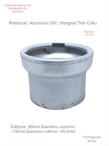 Gât de alimentare pentru rezervorul de combustibil al mașinii, cu gât din aluminiu – gât din aluminiu cu trei brațe, diametru variabil, include capac cu închidere și capac fără închidere