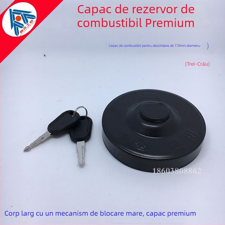 Gât de alimentare pentru rezervorul de combustibil al mașinii, cu gât din aluminiu – gât din aluminiu cu trei brațe, diametru variabil, include capac cu închidere și capac fără închidere