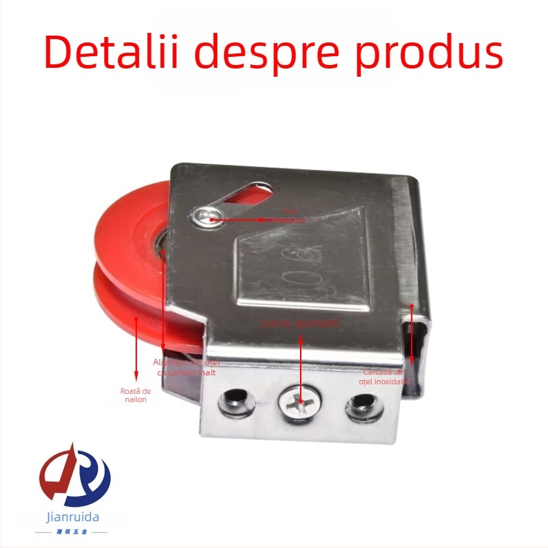 Rola cu rulment pentru fereastră – cadru din oțel inoxidabil și roată din nylon, diametrul exterior 41 mm, ax 20 mm, sarcină maximă 35 kg