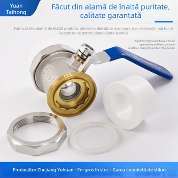 Valvă sferică din alamă PPR, cu cuplă dublă, structură fixă, acționare manuală, pentru apă caldă și rece, clasă industrială, PPR25 alamă deschidere rapidă, PPR32 dublu cap, PPR20 dublă topire-sudură