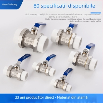 Valvă sferică din alamă PPR, cu cuplă dublă, structură fixă, acționare manuală, pentru apă caldă și rece, clasă industrială, PPR25 alamă deschidere rapidă, PPR32 dublu cap, PPR20 dublă topire-sudură