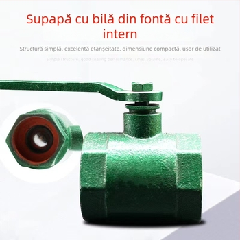 Supapă cu bilă, conductă dreaptă, canal de trecere, întrerupător manual, pentru abur și ulei