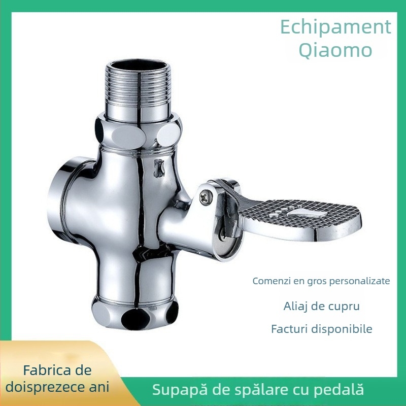 Ventil pedal din cupru pentru baie, patru căi, deschidere rapidă (Material: cupru; Timp de spălare: 5; Presiune de lucru: 1.0; Model: Ventil pedal)