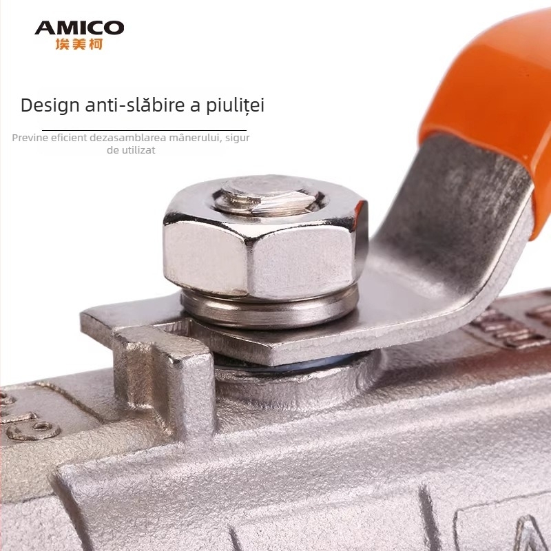 Amico 8255 Robinet cu bilă din oțel inoxidabil 304, corp unic, filet interior, -20°C până la 150°C, 40 kg