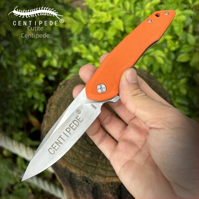 Cuțit pliant pentru exterior, camping și supraviețuire, mâner G10, deschidere rapidă cu rulmenți, portabil, lamă ascuțită, cuțit multifuncțional pentru fructe, autoapărare