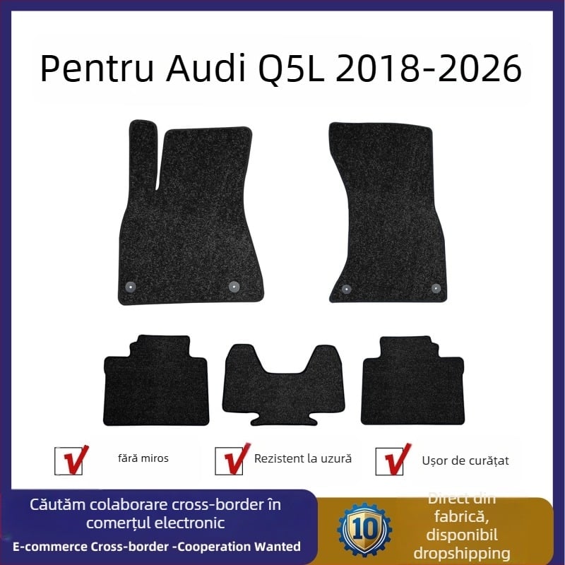 Covorașe de podea pentru Audi Q5L (2018–2026), covor velur rezistent la uzură, covoraș plat, personalizabil