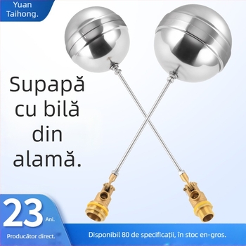 Valvă cu bilă cu plutitor, corp din cupru, bilă din oțel inoxidabil 304, conexiune filetată, pentru rezervoare de apă
