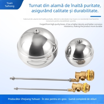 Valvă cu bilă cu plutitor, corp din cupru, bilă din oțel inoxidabil 304, conexiune filetată, pentru rezervoare de apă