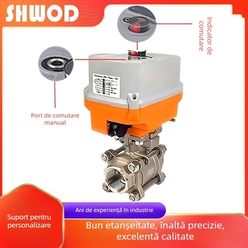 Valvă cu bilă electrică, filetată, din trei piese, pentru apă