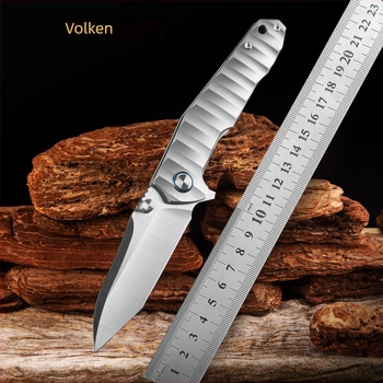 Cuțit pliabil multifuncțional Woden, lamă din aliaj de titan, lungimea lamei 8,9 cm, mecanism de deschidere rapid, pentru camping