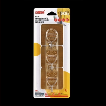 Cârlig adeziv Bailiwang – un singur cârlig, PVC+PS, sarcină 5-10 kg, pachet 3 bucăți