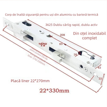 Corp de încuietoare pentru uși glisante, seria 85, cârlig dublu, Model: 85 cârlig dublu; oțel inoxidabil; greutate 0,6 kg; stil modern minimalist