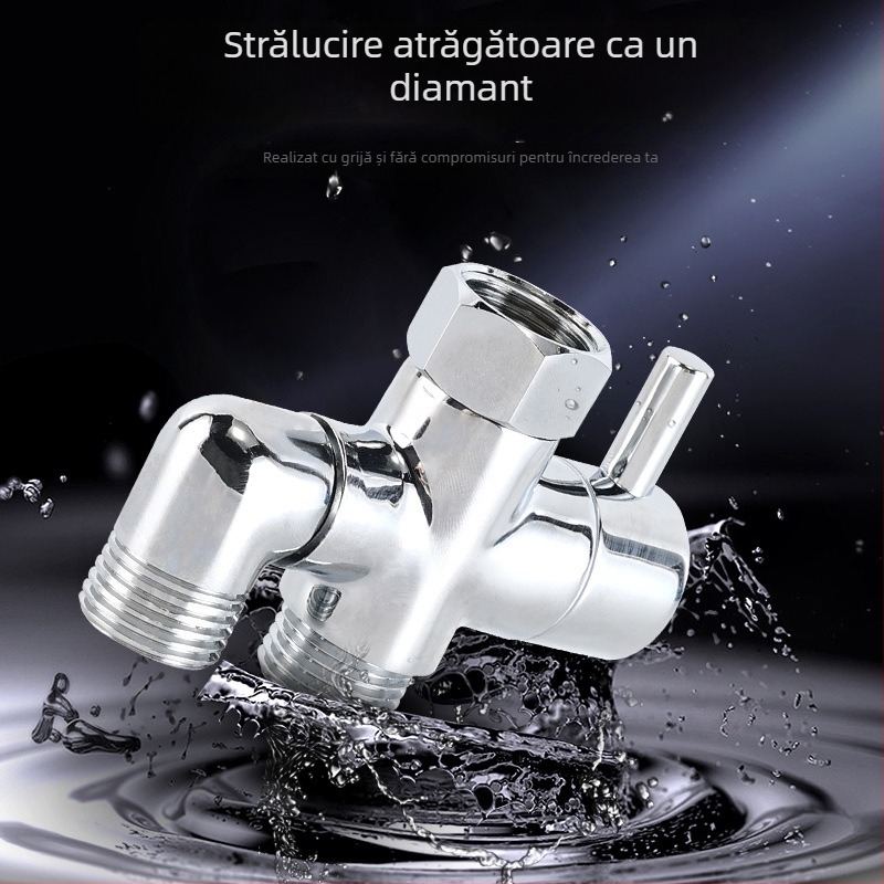 Valvă diverter din cupru cu deschidere rapidă, cot cu intrare 1, ieșire 2, cuplaj filetat, finisaj electroplacat; material cupru; temperatură de lucru 90°C; cuplaj cu filet 4 puncte; model Water Separator 6; Mingyu