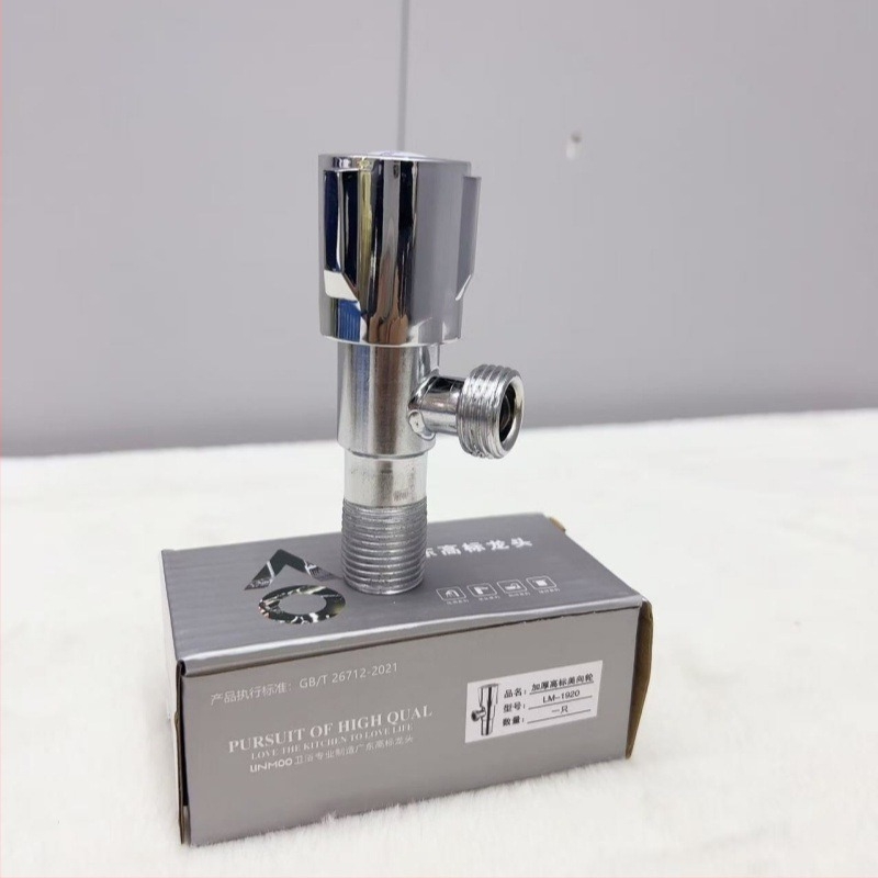 RM-910008 Valvă unghiulară pentru toaletă din cupru, Ventil triunghiular cu deschidere rapidă, Presiune de lucru 1.6, Material cupru, Greutate netă 158.6, Stil modern minimalist