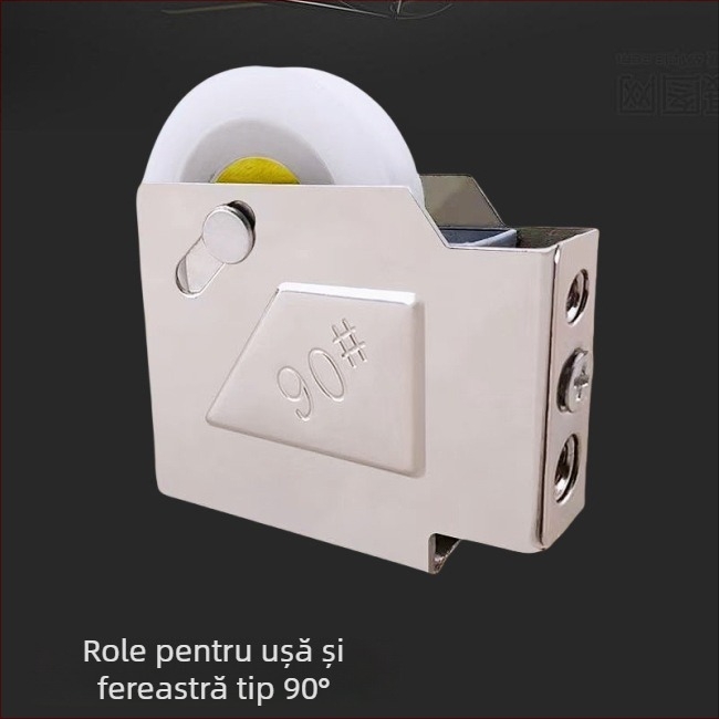 Rulou pentru ușă glisantă, tip 90 din aliaj de aluminiu, roată din nailon, ax din fier, pentru uși și ferestre tip 90