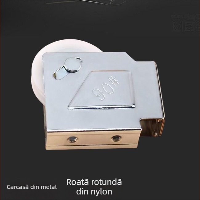Rulou pentru ușă glisantă, tip 90 din aliaj de aluminiu, roată din nailon, ax din fier, pentru uși și ferestre tip 90