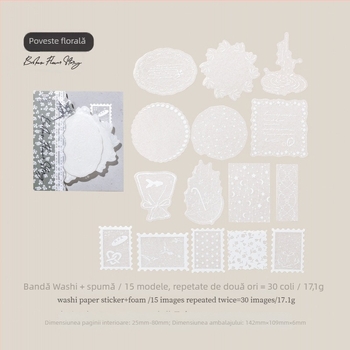 Stickere Washi 3D cu efect spumant pentru jurnal - Brand privat autorizat Mr.paper (Grosime: 1; Sistem lipire: 1; Suprafațe de utilizare: 1; Domeniu de aplicare: 1)