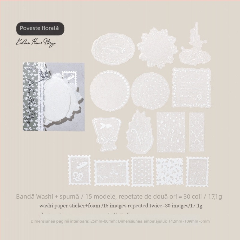 Stickere Washi 3D cu efect spumant pentru jurnal - Brand privat autorizat Mr.paper (Grosime: 1; Sistem lipire: 1; Suprafațe de utilizare: 1; Domeniu de aplicare: 1)