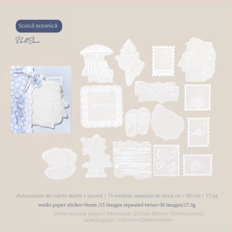 Stickere Washi 3D cu efect spumant pentru jurnal - Brand privat autorizat Mr.paper (Grosime: 1; Sistem lipire: 1; Suprafațe de utilizare: 1; Domeniu de aplicare: 1)