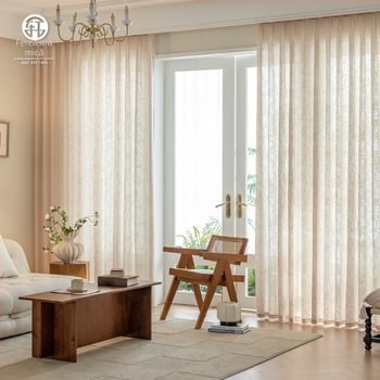 Cortină din plasă XXC, poliester Jacquard, transparentă și opacă, pentru living, birou, restaurant, intrare – stil proaspăt