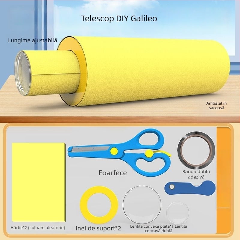 Set optic educațional pentru fizică gimnaziu: lentile bi-convexe, planoconvexe și bi-concave pentru experimente