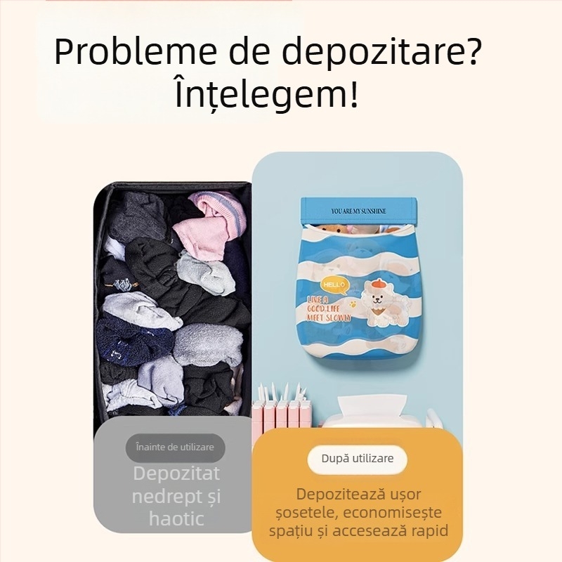 Sac de depozitare din plasă, montat pe perete, poliester, capacitate mare, multifuncțional