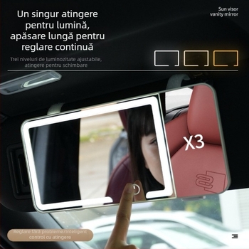 Oglindă de machiaj pentru mașină, ramă ABS, lentilă oglindă argintie, logo personalizabil, pentru utilizare în mașină