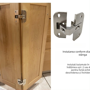 Balama detașabilă pentru colț de dulap, cu uși duble, aliaj zinc, finisaj electroplacat, model DYLA004