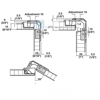Balama detașabilă pentru colț de dulap, cu uși duble, aliaj zinc, finisaj electroplacat, model DYLA004