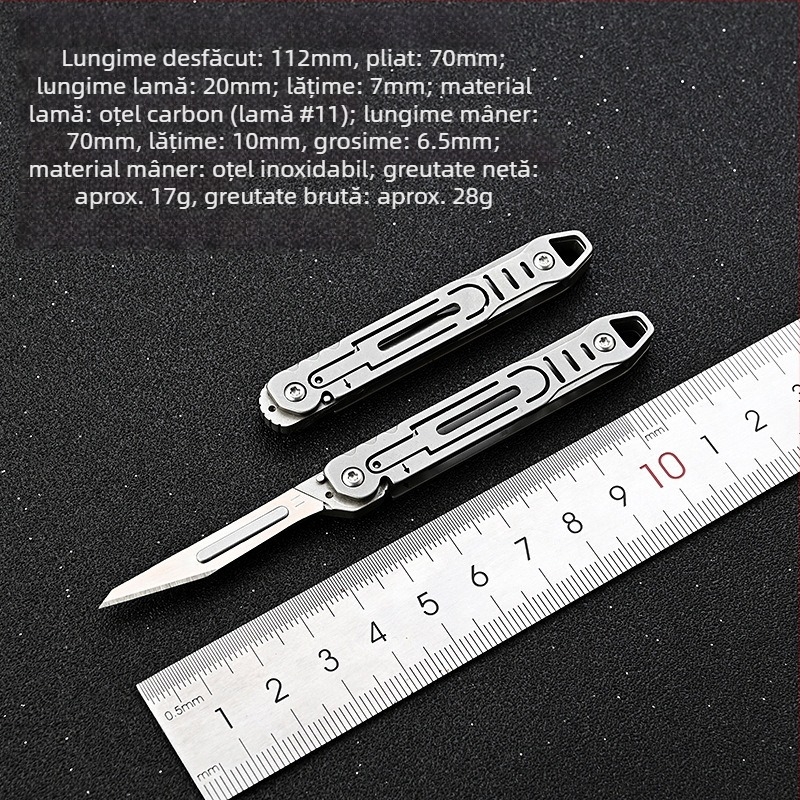 Cuțit pliabil din oțel inoxidabil, deschidere rapidă – Mini instrument de birou, bisturiu ascuțit, tăietor de hârtie, breloc, portabil, X20; Brand csxh; Material: Oțel inoxidabil; Lungimea lamei: 2